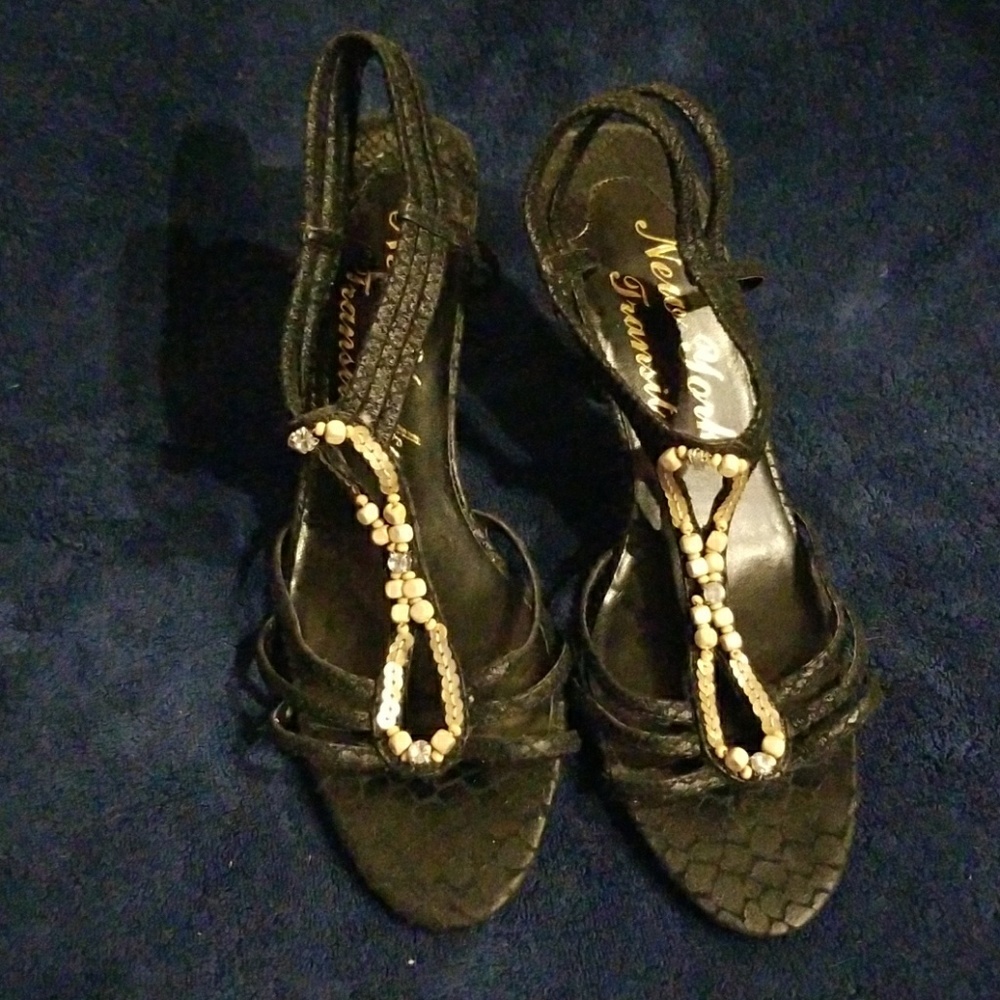 Beaded accent slingback heels, unworn